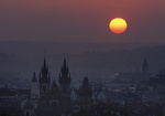Vchod slunce nad Prahou