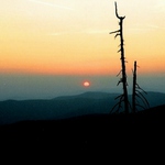 vchod slunce na vrcholu Lys hory, Beskydy
