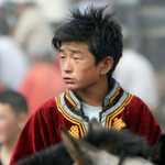Nemyty jezdec na slavnosti Naadam, Mongolsko